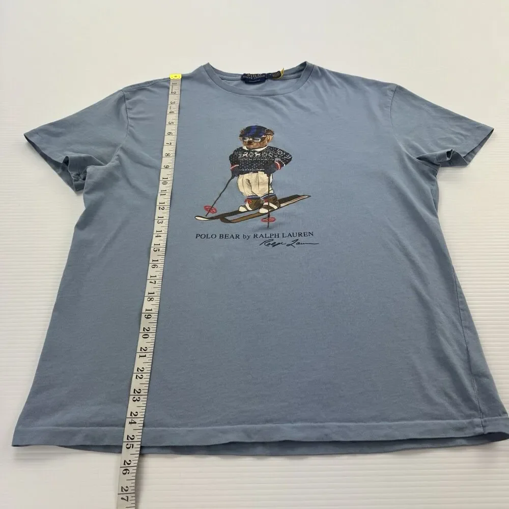 Polo Ralph Lauren Polo Bear Ski T Shirt Mens M Blue Classic Fit Graphic Tee